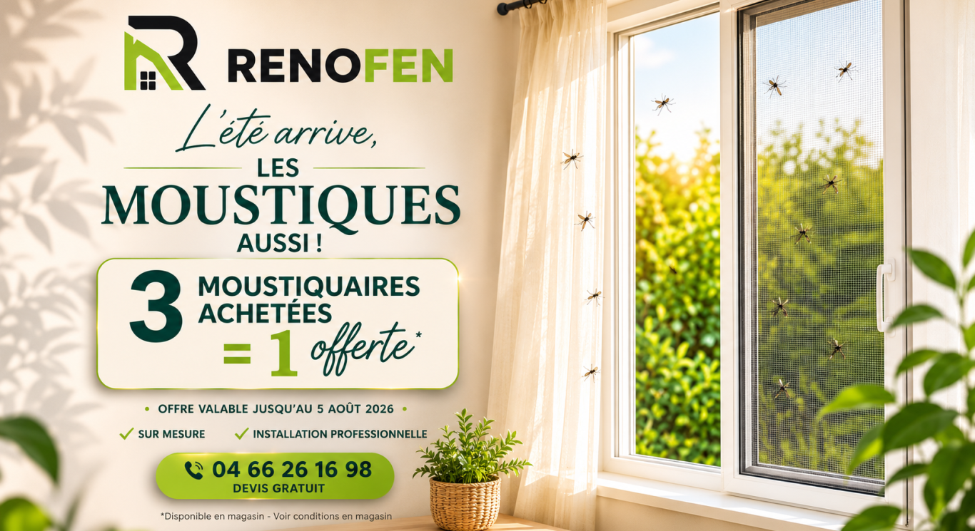 Moustiquaire en promotion 3+1 offerte sur Nîmes 